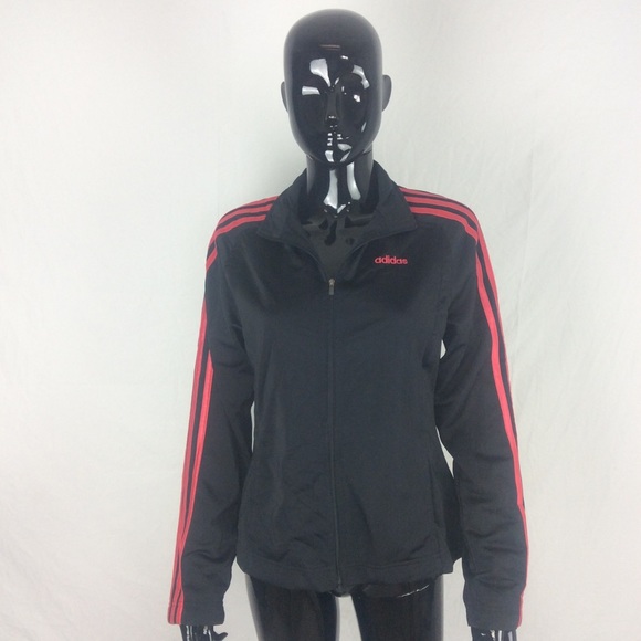 adidas black jacket with red stripes